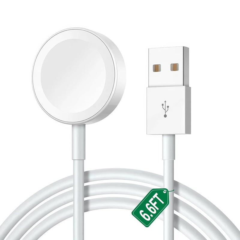 Top Up كابل شاحن طويل لساعة آبل - سلك شحن سريع مغناطيسي محمول شحن لاسلكي متوافق مع ساعة آبل سلسلة ألترا 2/ألترا/10/9/8/7/6/SE2/SE/5/4/3/2/1 [6.6 قدم/2 متر] - Image 1